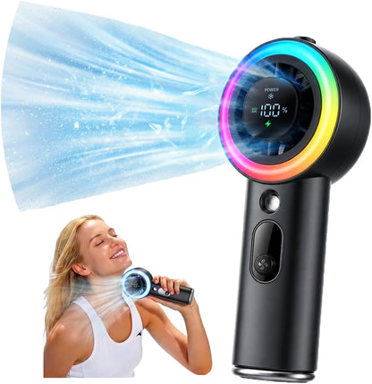Portable Fan with Mist, Handheld Fan, 1-199 Speed, AC-Level Ice Cooling