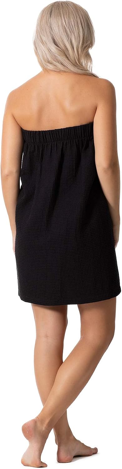 Turkish Linen Women’s Waffle Spa Body Wrap with Adjustable Closure