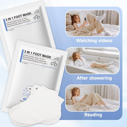 4Pairs PDRN & Collagen & Niacinamide Foot Mask | Foot Peeling and Dead Skin Removal*, Relief Dry and Cracked Feet Skin | Urea, Shea butter, Coconut oil, Salicylic Acid, Hyaluronic | K-Beauty Feet Care