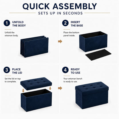 ALASDO Storage Ottoman Footrest Stool Small Ottoman with Storage Foldable Ottomans Foot Rest Footstool Bench for Living Room 17x13x13inches Grey