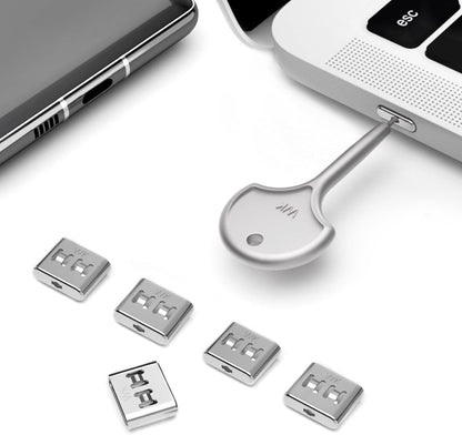 USB C Port Blockers, Stainless Steel Security Locks with Key