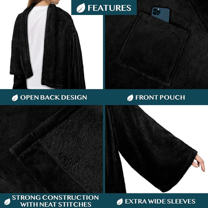 PAVILIA Wearable Blanket with Sleeves for Adult Women Men, Cozy Fleece Warm Wrap Throw with Arms, Gifts for Christmas, Wife