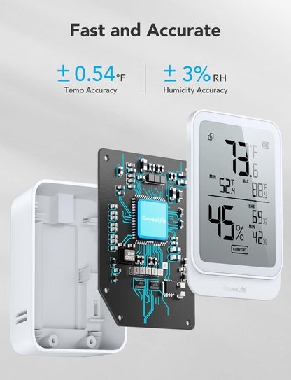 GoveeLife Hygrometer Thermometer H5104 2Pack, Bluetooth Room Temperature Monitor with APP Alert and 2 Years Date Storage Export, Remote LCD Digital Hygrometer Indoor Humidity Meter, Greenhouse