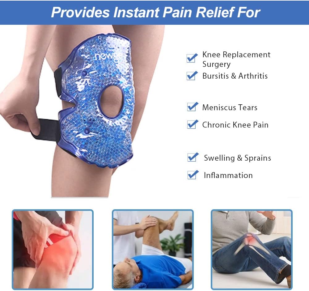 NEWGO Ice Pack for Knee Pain Relief, FSA Eligible Cold Pack Gel Ice Packs for Knee Replacement Surgery, Arthritis, Swelling, Bruises - 2 Pack