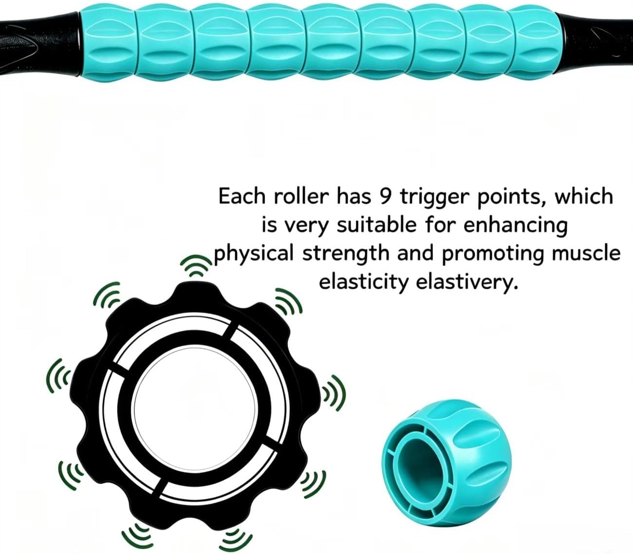 Muscle Roller Stick - A Full-Body Massage Roller that Can Relieve Muscle Soreness, Cramps and Tension After Exercise. It is a Handheld Physical Therapy and Recovery Tool（Black and Purple）