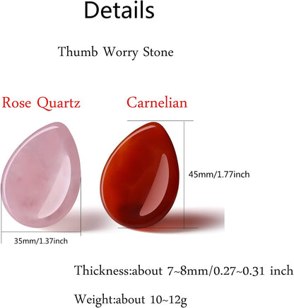 YATOJUZI Thumb Worry Stones for Anxiety Stress Relief Items Healing Crystals Natural Amethyst Rose Quartz Crystal Palm Pocket Stone Gemstones Meditation Reiki Spiritual Gifts for Women Men 2PCS