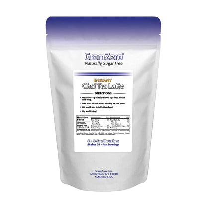 Gramzero Premium Chai Latte Powder Mix | Best Chai Drink Mix | No Sugar Added | Kosher | Stevia Sweetened | 20 Single Serve Packets | Each Packet Makes 8fl Oz Rich and Delicious Instant Chai Tea Latte