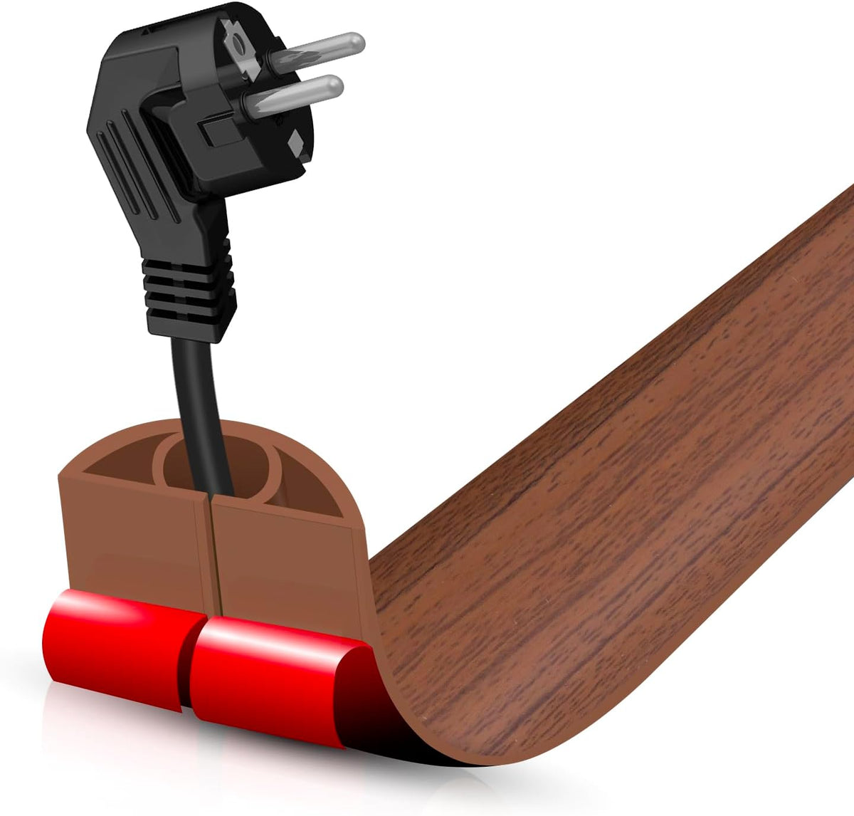 Floor Cord Cover Self Adhesive Cord Hider,10FT Cable Management, Extension Strip Protector for Wires, Prevent Cable Trips for Offices, Gyms, Exhibitions Cavity 0.39"(W) x 0.27"(H) BrownWood