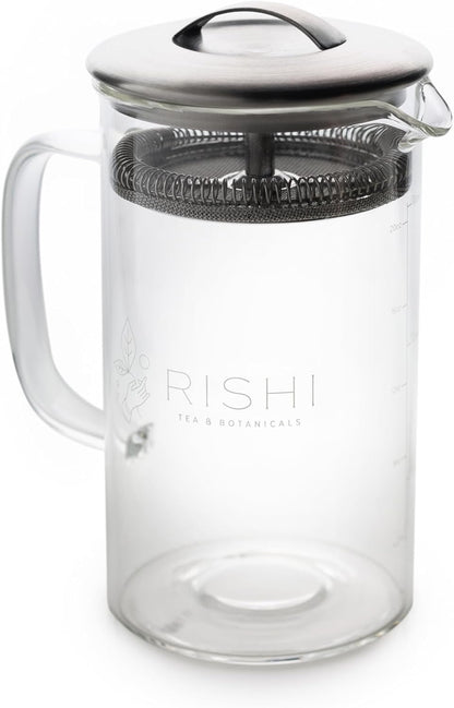 Rishi Tea Simple Brew Teapot - For 12oz Loose Tea Preparation, Built-in Strainer, Everyday Teaware, Easy to Clean, Borosilicate Glass, Enjoy Hot or Iced Tea - 400ml