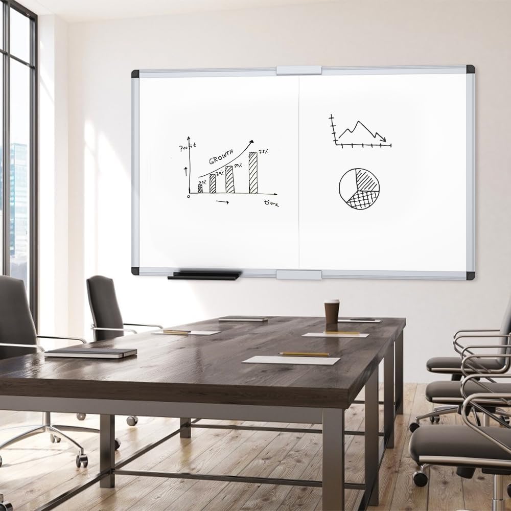 VIZ-PRO Magnetic Dry Erase Board, 36 X 24 Inches, Silver Aluminium Frame