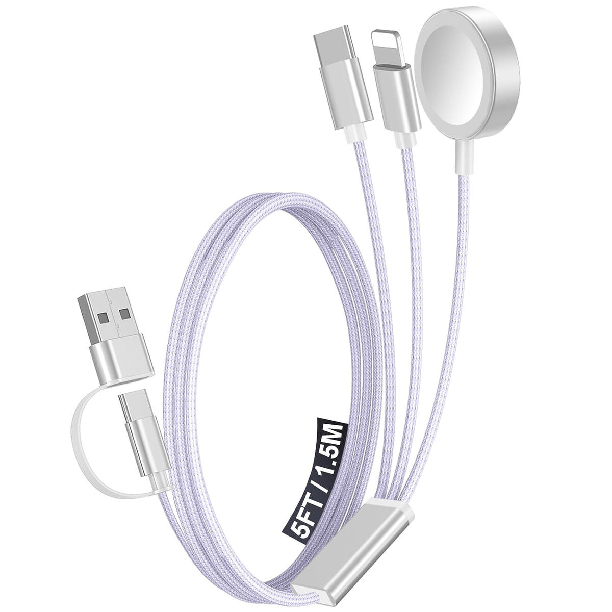 Travel Essentials for Apple Watch Charger,3-in-2 Multi Charging Cable