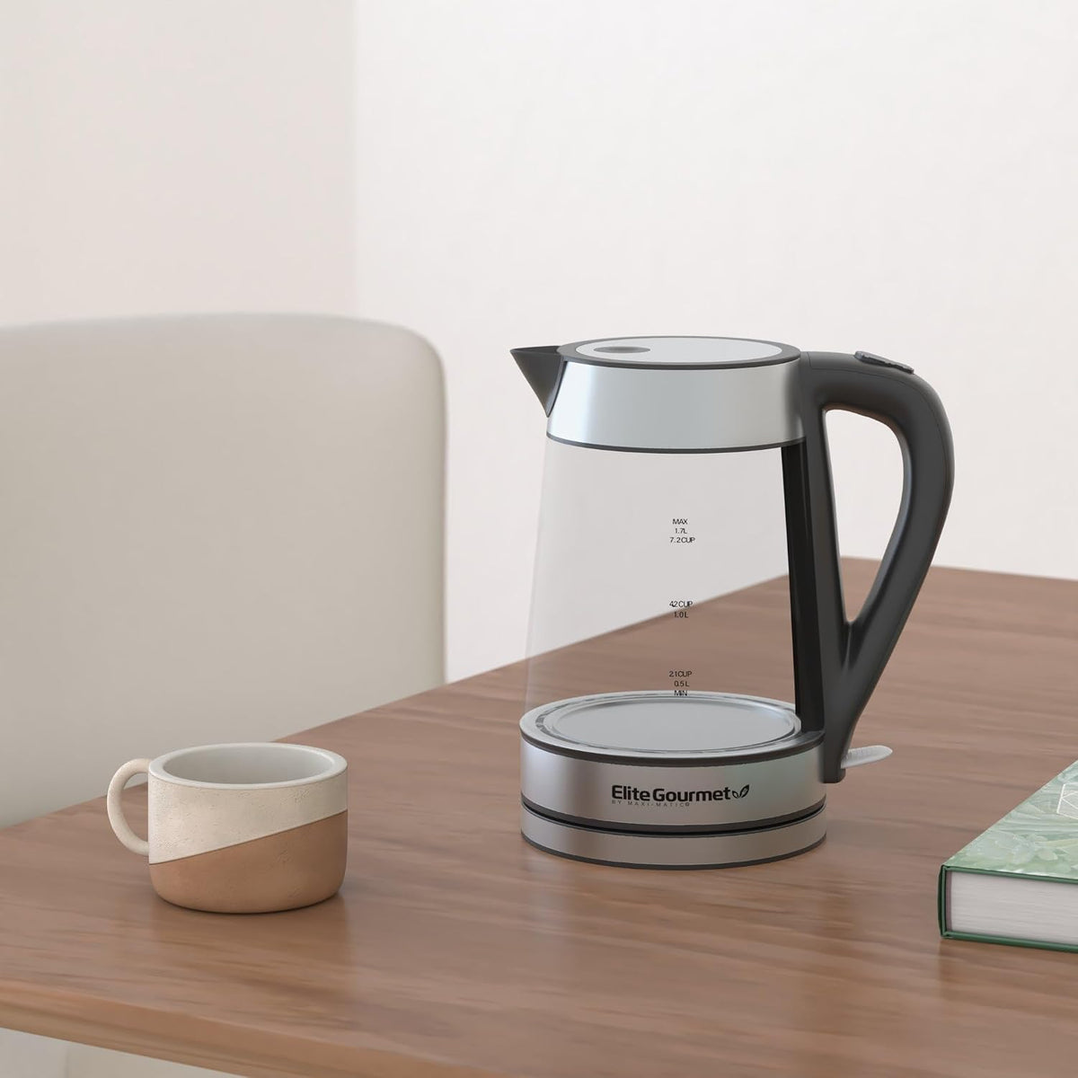 Elite Gourmet EKT5051 1.7L Electric Water Kettle, BPA-Free Fast Boil, Black