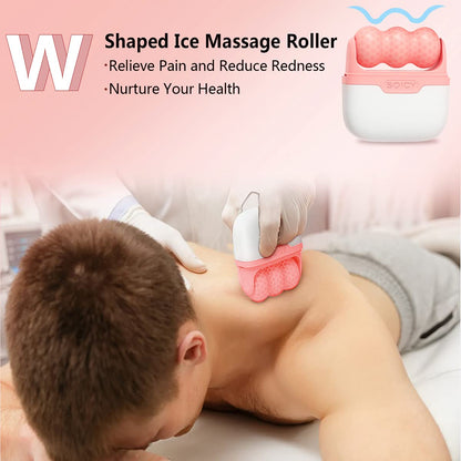 Ice Roller Double Ended, Ice Roller for Face & Eye Puffiness Relief, Ice Face Roller Massager for Migraine Pain, 2 in 1 Facial Ice Roller Skin Care Tool for Whole Body Minor Injury Cold Compress