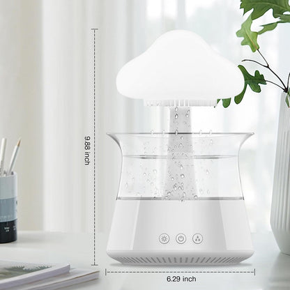 Rain Cloud Humidifier Water Drip - Mushroom Aroma Diffuser, Essential Oil Diffusers, 300ml White Noise Aromatherapy Diffusers with 7 Colors Cloud Lights for Home, Large Room, Office - White
