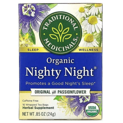 Traditional Medicinals Organic, Nighty Night Tea, Chamomile & Passionflower - Herbal Sleep Aid Teas - Kosher, Non-GMO, Caffeine-Free, Compostable - 16 Tea Bags