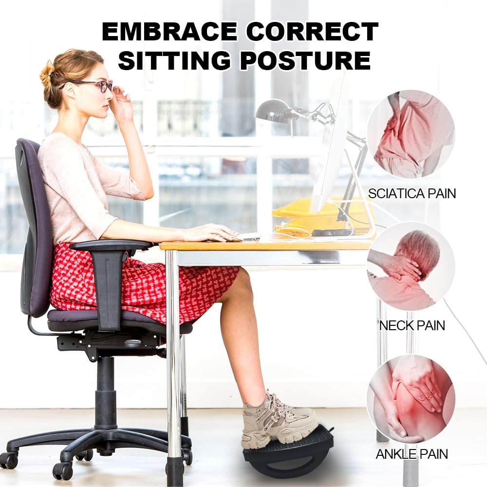 CasaZenith Under Desk Footrest, Foot Rest for Under Desk at Work, Ergonomic Foot Stool for Office Desks, Small Rocking Footrest with Massage Roller&Portable Handle, Leg Rest, 13" L x 9.2" W x 4.7" H