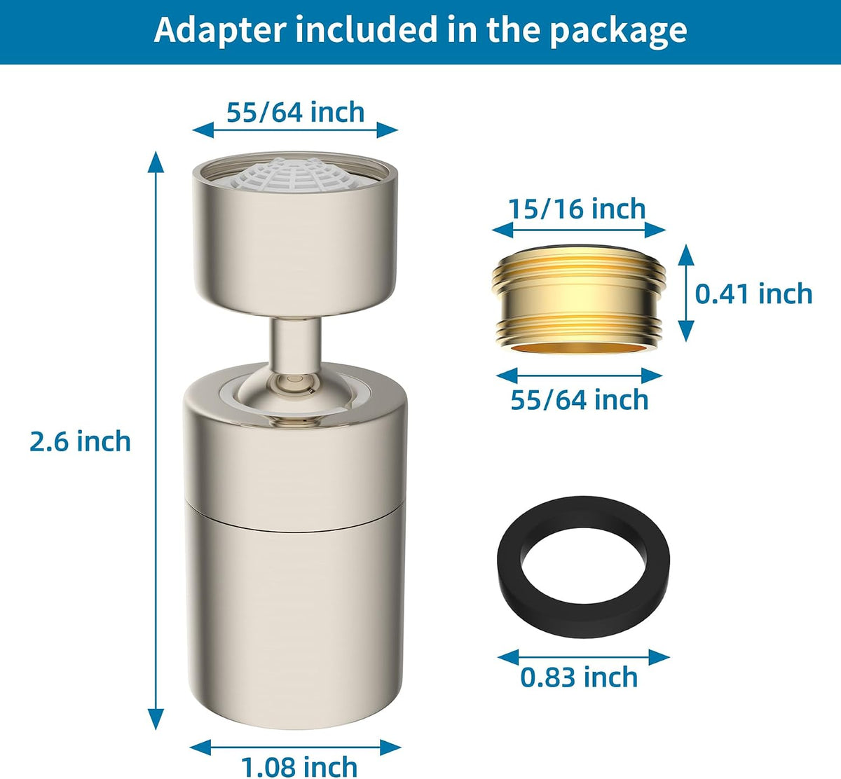 Hibbent NSF/ANSI/CAN 61 & cUPC Certified Faucet Aerator, Chrome