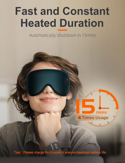 Silk Cordless Heated Eye Mask, Compress Heating Pad for Dry Eye Stye Eye Strain, Electric Warm Eye Mask for Airplane Sleeping, Blackout Eye Mask for Travel, Idea for Women/Men (Silk-Grey)