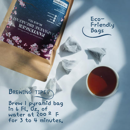 Organic Black Tea | 100 Tea Bags - Fine Japanese Breakfast Tea | Full Leaf Black Tea Organically grown in Japan, Caffeinated | By Pantenger.