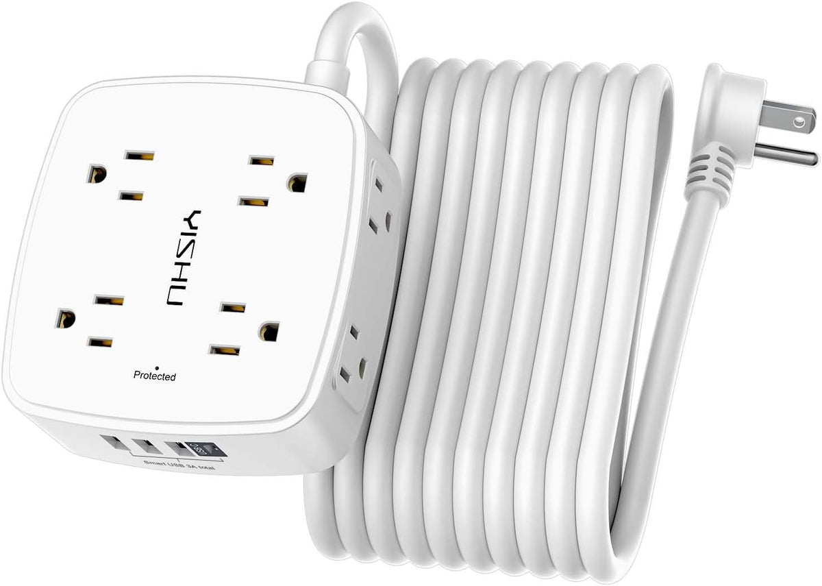 YISHU 6Ft Surge Protector Power Strip with 8 Widely Outlets & 4 USB Ports