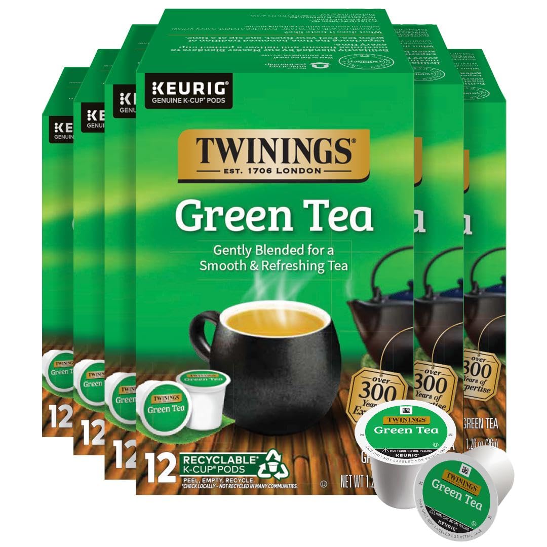 Twinings Green Tea K-Cup Pods for Keurig, 12 CT Box (6 Pack)