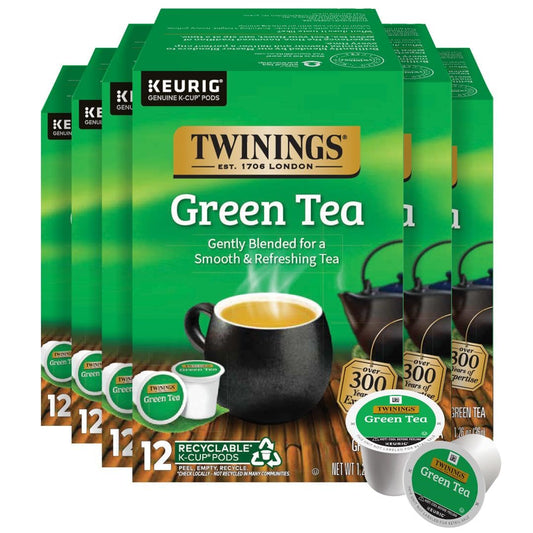 Twinings Green Tea K-Cup Pods for Keurig, 12 CT Box (6 Pack)