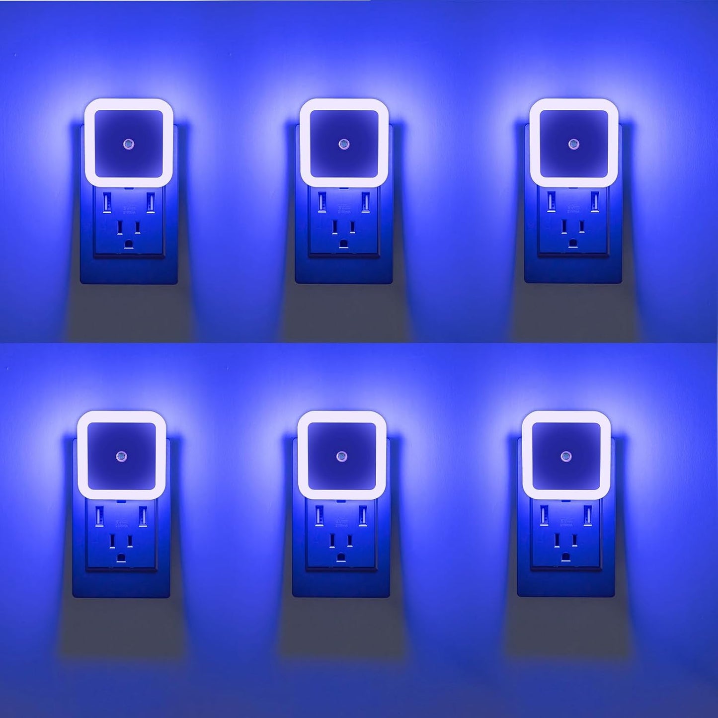 KINUR 6 Pack Night Light, LED Night Lights Plug into Wall with Dusk to Dawn sensors, Plug in Night Lights for Kids Room, Bedroom, Bathroom, Baby Nursery,Stair Lights, Hallway Light, Amber Color