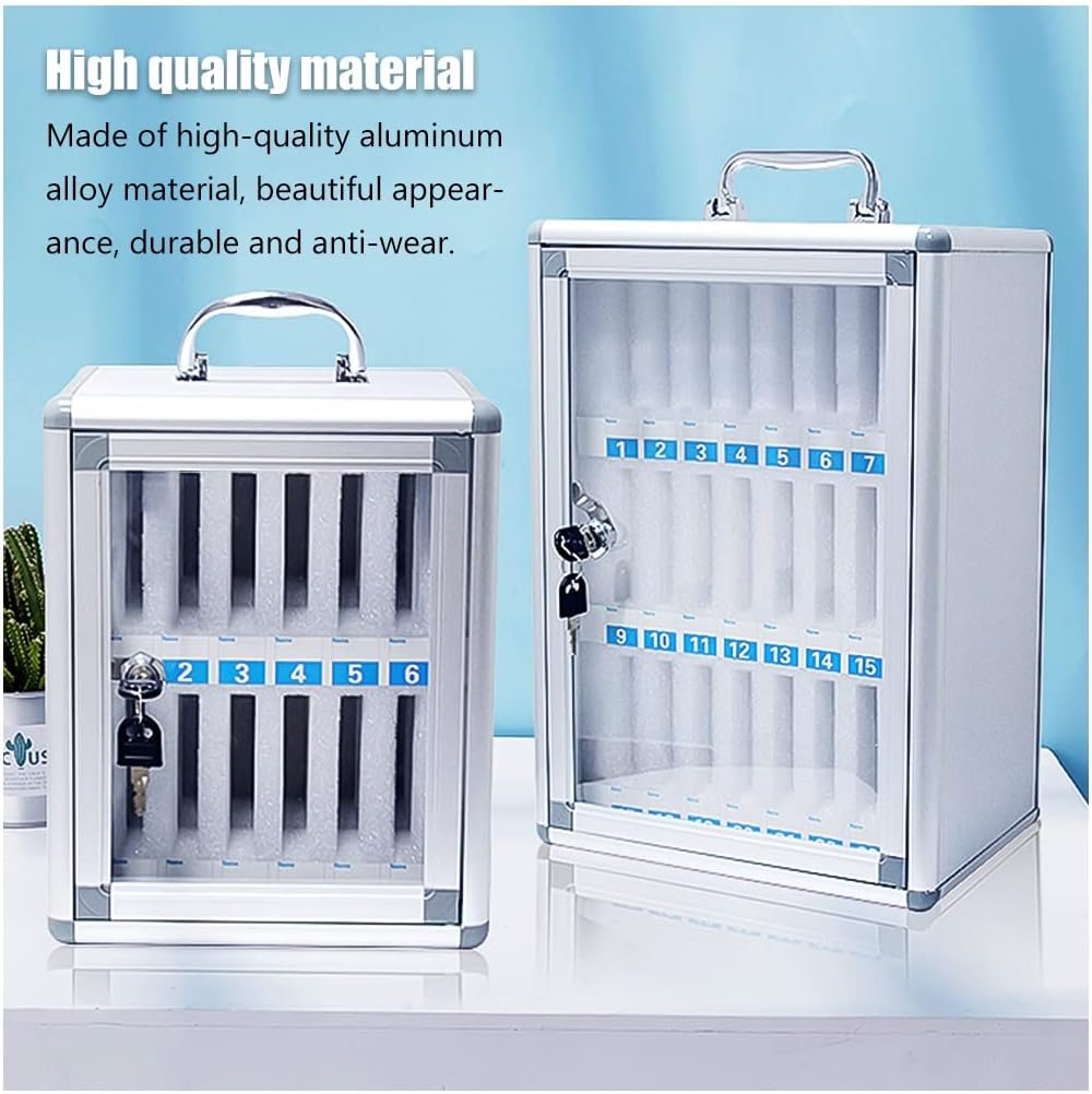 Large Capacity Wall Mounted Phone Storage Cabinet 48/60 Slots Aluminum Alloy with Handle Portable Charging Station for Home & Office Use,12