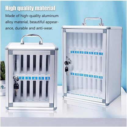 Large Capacity Wall Mounted Phone Storage Cabinet 48/60 Slots Aluminum Alloy with Handle Portable Charging Station for Home & Office Use,12