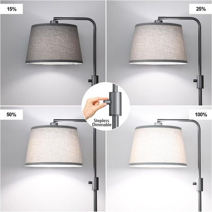 【Upgraded】 Dimmable Floor Lamp, 1000 Lumens LED Edison Bulb Included, Arc Floor Lamps for Living Room Modern Standing Lamp with Linen Shade, Tall Lamp for Bedroom Office Dining Room- Black