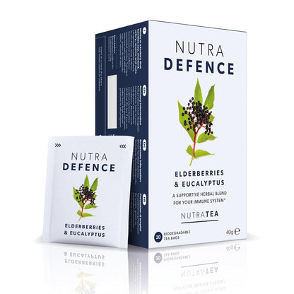 NUTRADEFENCE - Cold and Flu Tea | Immunity Tea - Supports & Boosts The Immune System – Includes Elderberry, Eucalyptus and Licorice Root - 20 Enveloped Tea Bags - by Nutra Tea - Herbal Tea