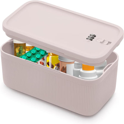 Medication Lock Box,Small Lockable Storage Box with Combination Code for Phone,Medicine Safe,Food, Home,Refrigerator,Office,Personal Items,Travel,Gift