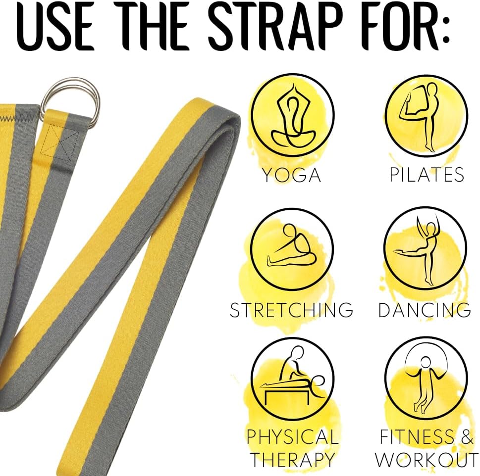 TECEUM 2 IN 1 Yoga & Mat Strap for Stretching – Cotton – 6/8/10 ft