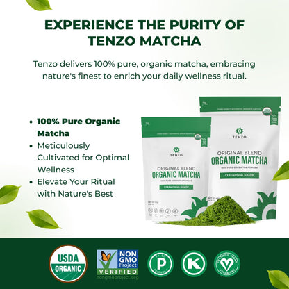 Tenzo Matcha Green Tea Powder, Organic Cafe Sweetened Matcha Latte Green Tea Powder, Ceremonial Barista Crafted Mix - Authentically Japanese - Matcha Latte Mix (35.27 Ounce)