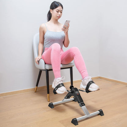 TABEKE Under Desk Bike Pedal Exerciser, Fully Assembled Mini Exercise Bike for Leg and Arm Workouts, Foldable Desk Bike Peddler Machine for Seniors with Clear LCD Display & Adjustable Resistance