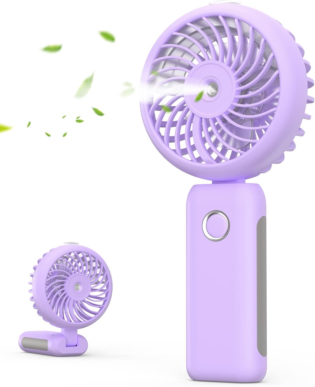 Portable Handheld Misting Fan, USB Rechargeable, Foldable with Water Tank, 3 Speeds, for Travel and Outdoors (purple)