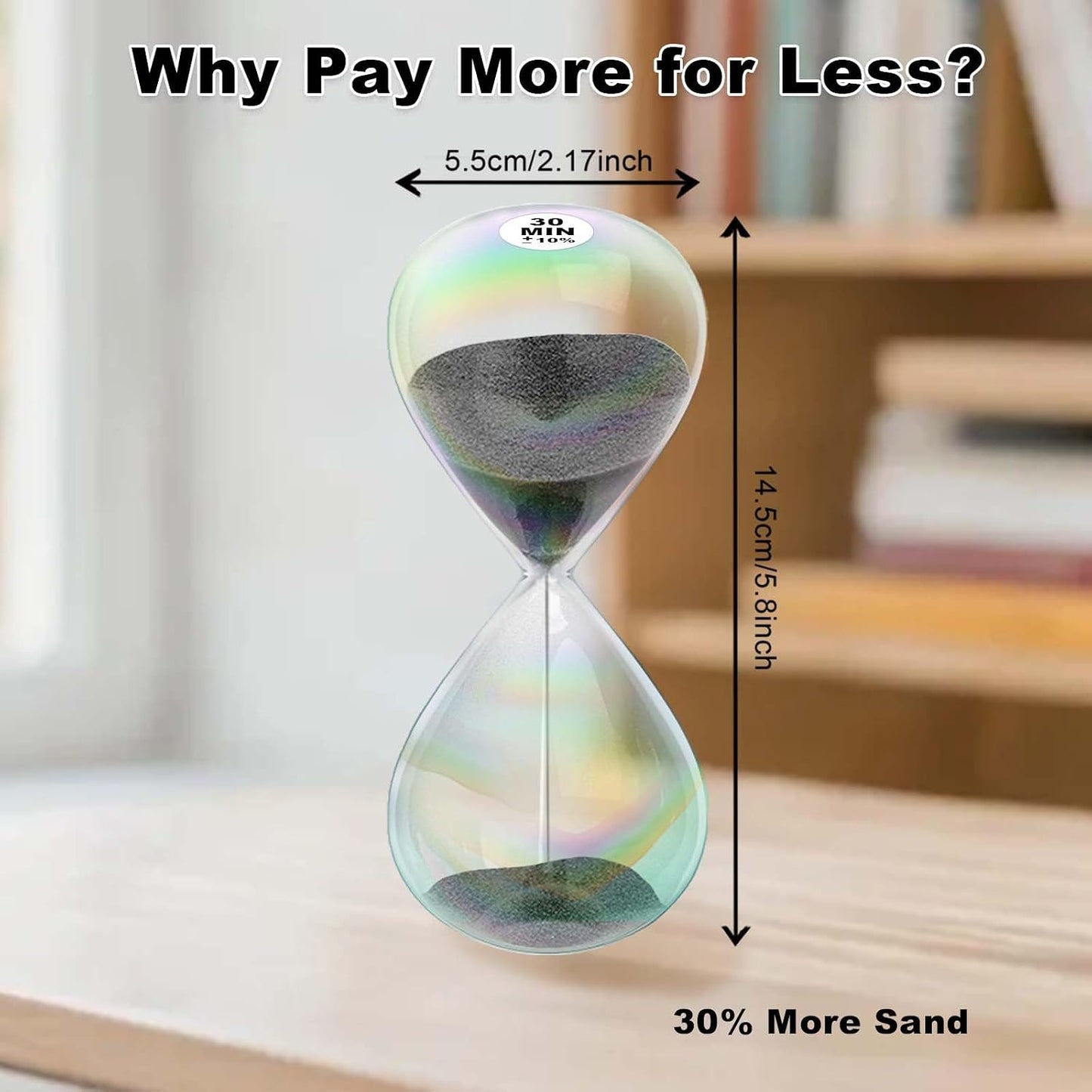 3 Minute Sand Timer,3M Sand Clock with Simple Biloba Puff Design, Reloj De Arena, Large Blue Sand Watch 3 Min Hourglass Sandglass for Home,Desk,Office Decorative (Blue)