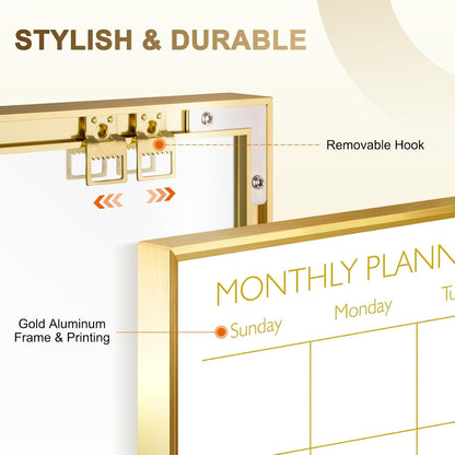 Dry Erase Calendar Whiteboard, 24''x18'', Monthly White Board Planner