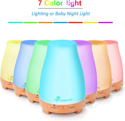 Diffuserlove Diffuser 2 Pack Essential Oil Diffuser 200ML Remote Control Ultrasonic Aromatherapy Diffuser Mist Humidifiers for Bedroom Office Yoga