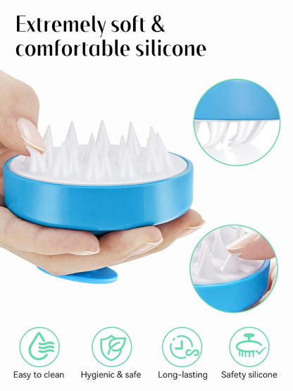 HEETA Scalp Massager Hair Growth, Soft Silicone Scalp Scrubber Shampoo Brush for Exfoliation, Dandruff Removal Head Massage Stress Relax, Wet & Dry Use for Thick Thin Curly Hair Care, Black