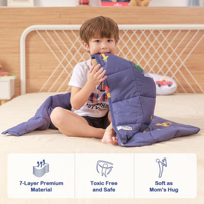 Sivio Weighted Lap Pad 2lbs, Cotton Weighted Blanket Sensory Weighted Lap Blanket Indoor Outdoor, 19 x 21 Inch, Blue Dinosaur