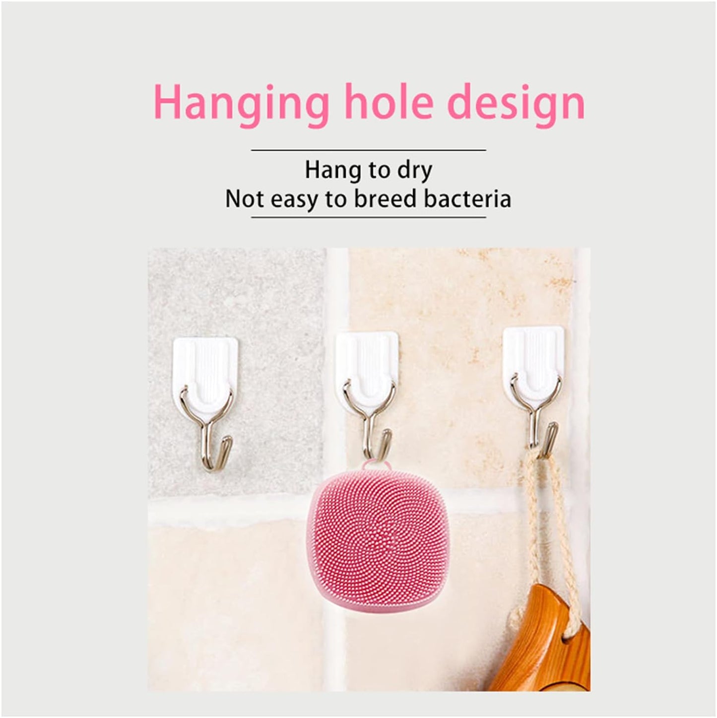 Back Scrubber for Shower & Face Scrubber, 2Pcs Silicone Exfoliating Brush Set with 17In Long Handle, Soft Body & Facial Cleansing Scrubber for Men Women