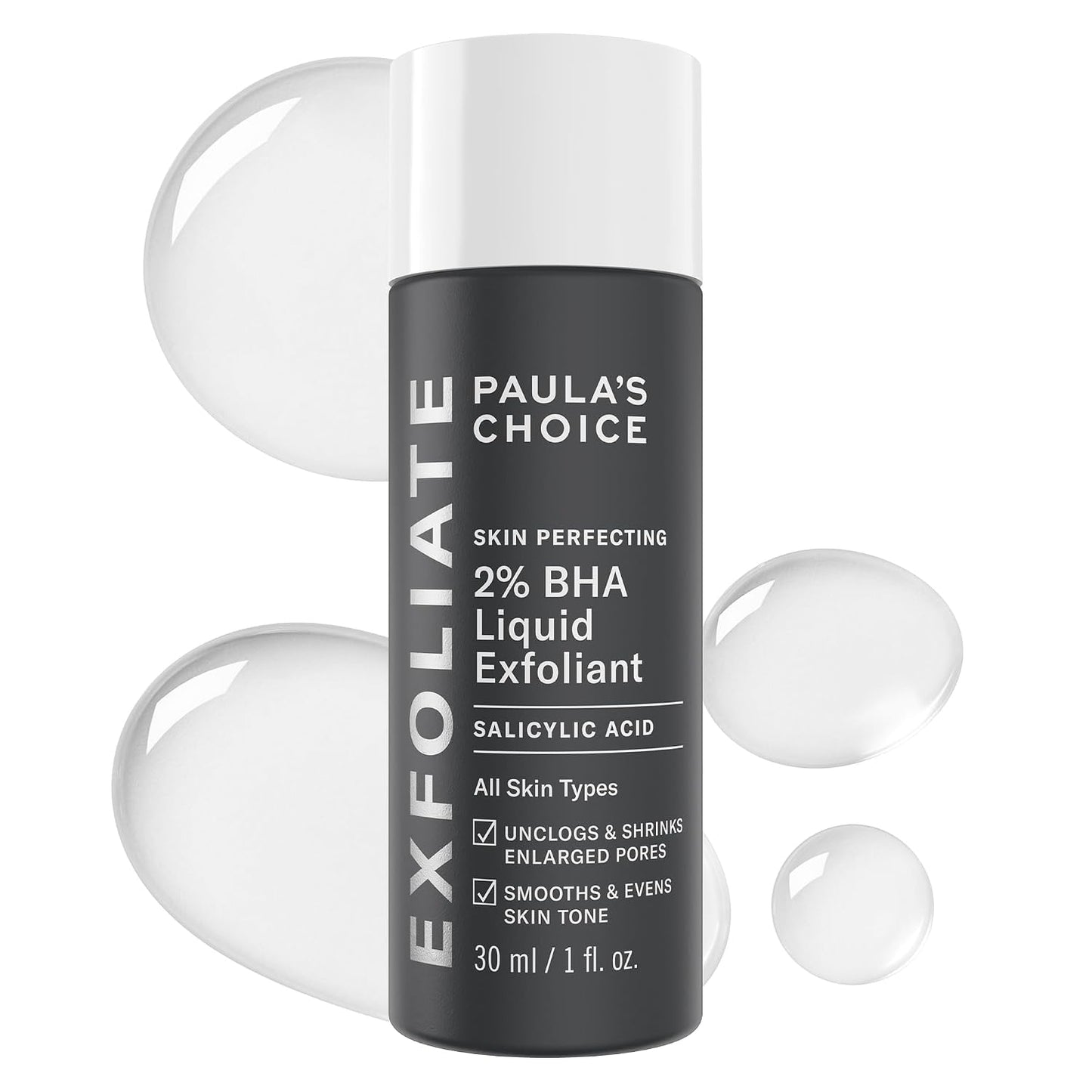 Paula's Choice SKIN PERFECTING 2% BHA Liquid Exfoliant with Salicylic Acid, Facial Polish for Pores, Wrinkles & Fine Lines, Suitable for Blackhead-Prone Skin, Fragrance-Free