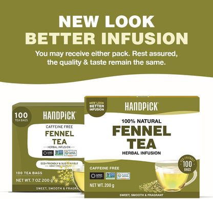 HANDPICK Fennel Tea (100 Teabags) Authentic Indian Origin Natural Grown