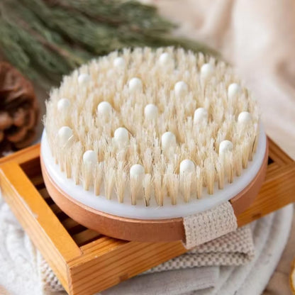Dry Body Brush – Eco-Friendly Natural Bristles for Gentle Exfoliation, Skin Renewal, Improved Circulation & Lymphatic Support – Perfect Detox & Spa Self-Care Accessory