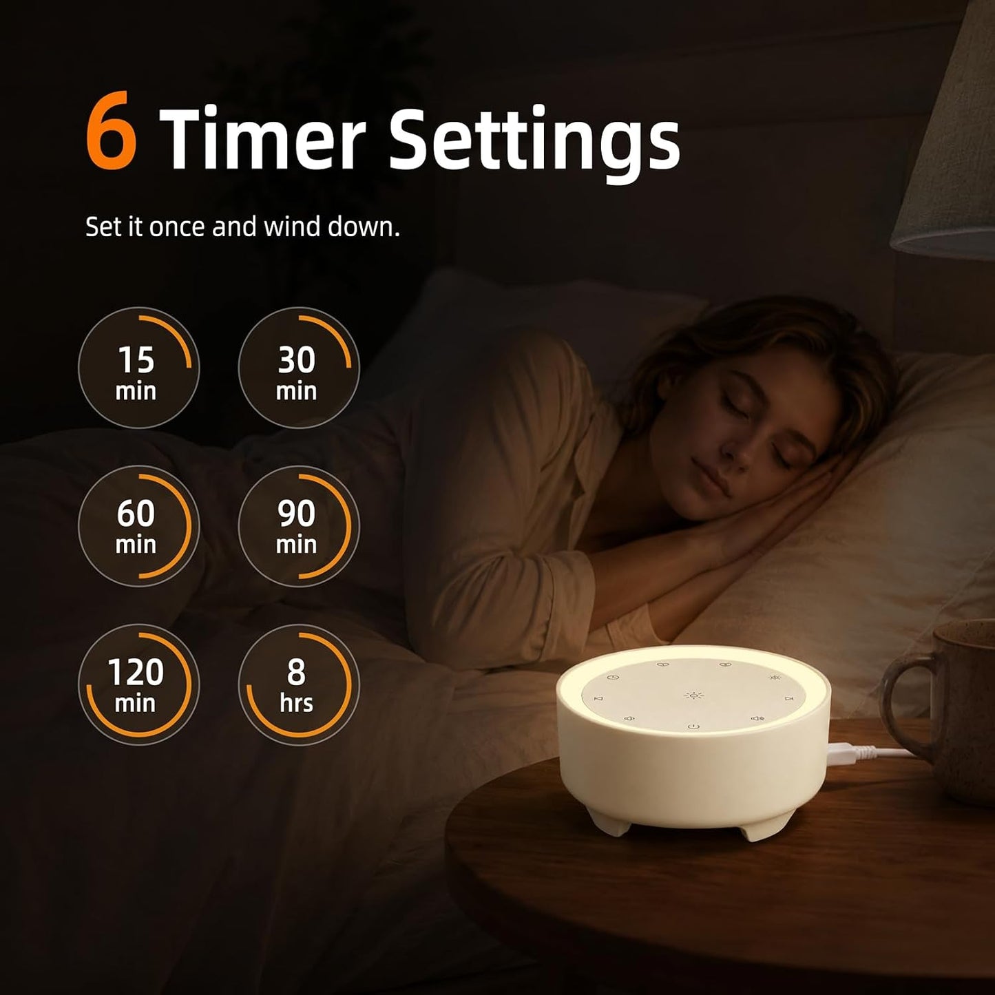 Kipcush White Noise Machine for Sleeping – High-Fidelity Non-Looping Sounds, Dimmable Night Light, USB Powered, Sleep Sound Machine for Baby, Kids & Adults (A - Model White+, Standard)