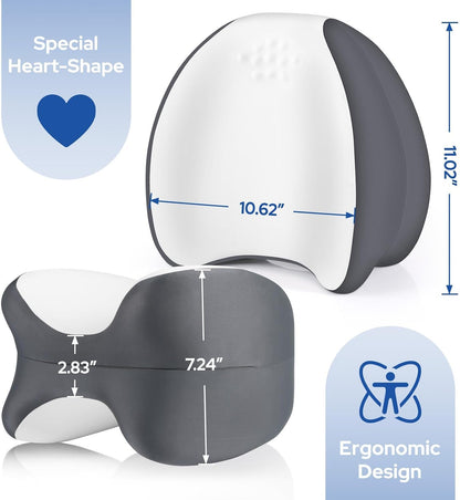 Knee Pillow for Side Sleepers, Leg Pillow for Side Sleeping, Heart-Shape Memory Foam Knee Wedge Pillow, Leg Elevating Pillow for Knees, Hip, Joints, Between Legs, Blue