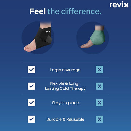 REVIX Ankle Ice Pack Wrap for Plantar Fasciitis & Foot Pain Relief, Reusable Gel Cold Compress Wrap for Feet Swelling, Achilles Tendonitis, and Sprained Ankles Recovery