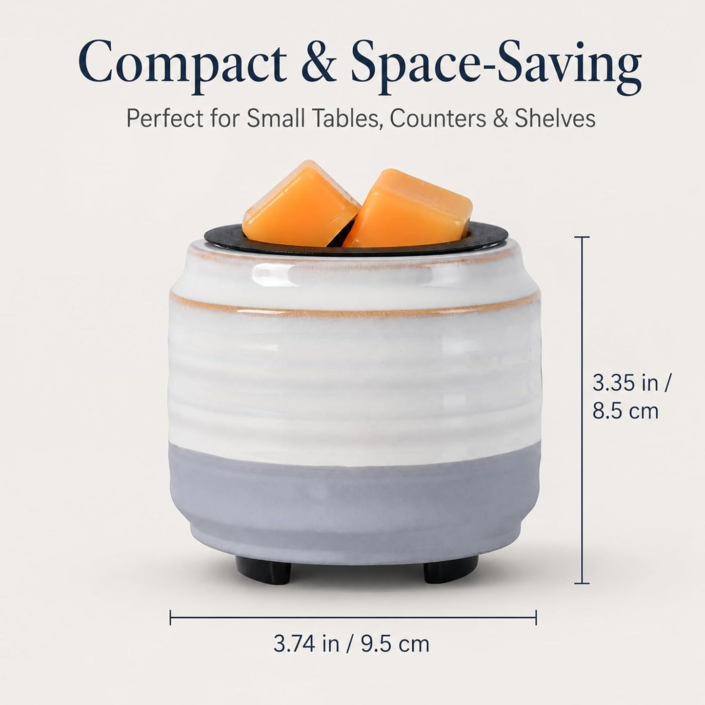 mocosa Ceramic Wax Melt Warmer, 3-in-1 Electric Wax Warmer for Scented Wax Melts, Flameless Candle Wax Burner for Home Fragrance, Bedroom Bathroom Office Decor, Gifts for Women Mom(Beige-Granular)