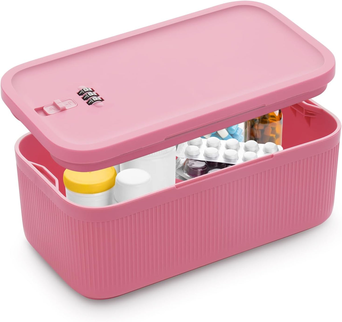 Lockable Storage Box, Small Lock Box with Combination Code for Phone/Medicine Safe/Food Home/Refrigerator/Office/Personal Items/Travel/Gift,9.25 x 5.04 x 3.62’’